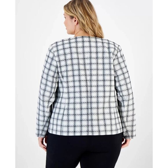 Kasper Plus Size Tweed Open-Front Collarless Business Cardigan/Jacket Sz 20W NWT - Picture 3 of 3